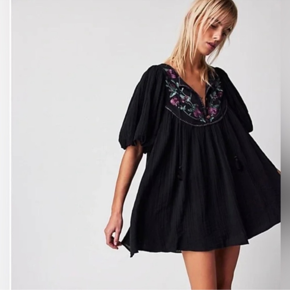 NEW FREE PEOPLE Rosa Linda Embroidered Tunic Mini Dress